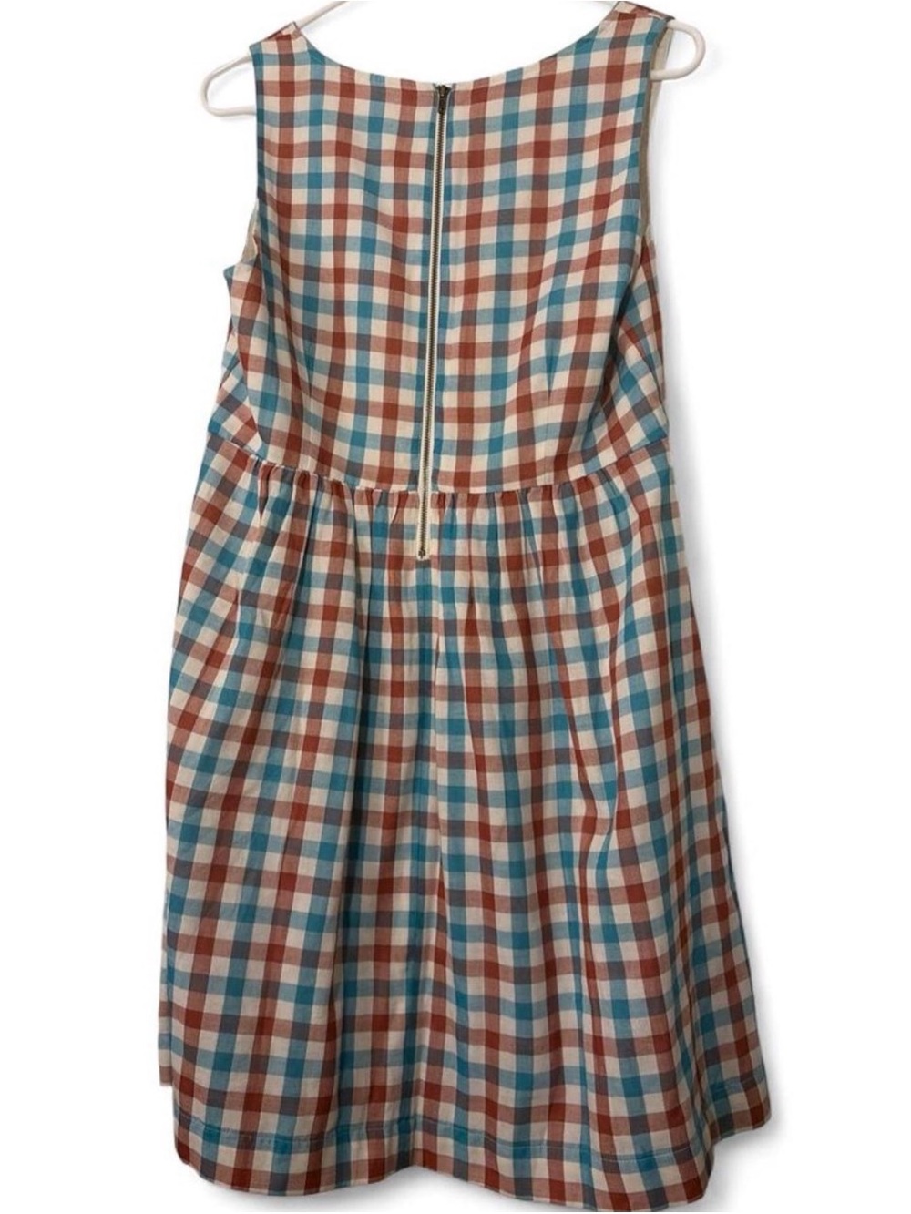 Gingham Plaid Fossil Sleeveless Dress Americana Cottage Core Picnic - Picture 2 of 7